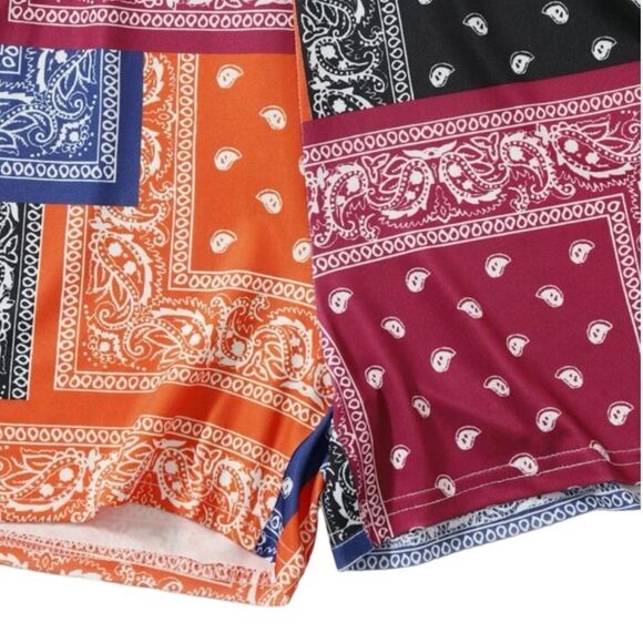 SHEIN SZ M Patchwork Paisley Print Criss Cross Cut Out Halter Romper - Picture 5 of 6